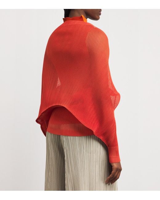 Pleats Please Issey Miyake Orange Tatami July Cardigan