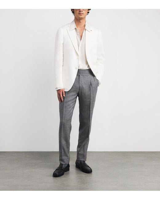 Isaia White Linen Capri Blazer for men