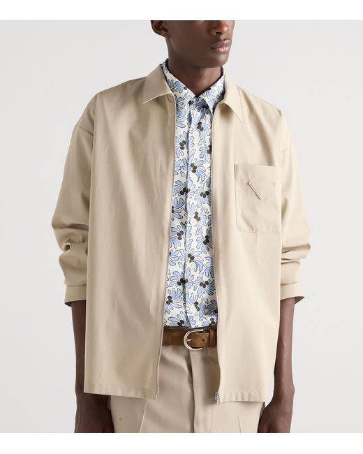 Prada Natural Cotton Zipped Shirt for men