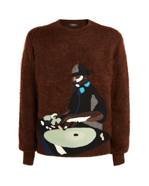 Amiri Brown Mohair-blend Turn Table Sweater for men