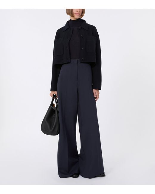 Max Mara Black Virgin Wool High-Neck Top