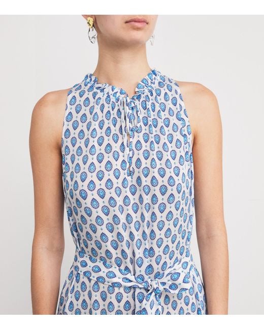 Heidi Klein Blue Ruffle-Neck La Croisette Mini Dress