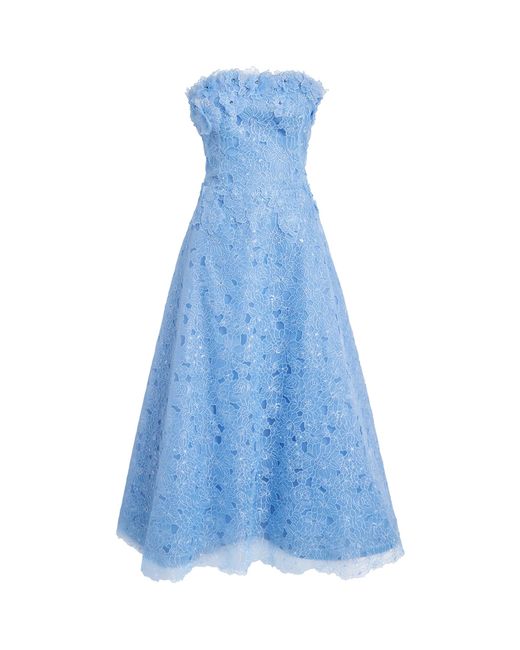 Costarellos Women's Blue Lace Anessa Midi Dress