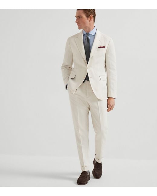 Brunello Cucinelli Blue Cotton Oxford Shirt for men