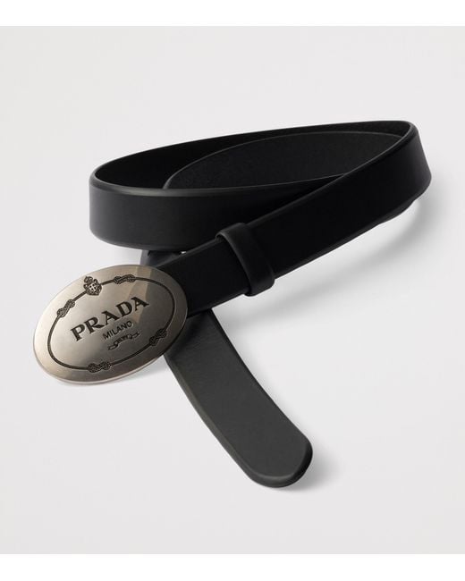 Prada Black Leather Logo Belt