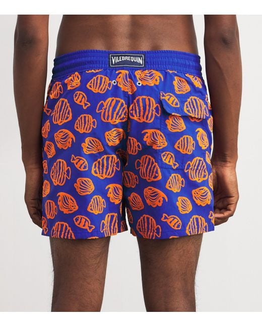 Vilebrequin Blue Fish Print Moorea Swim Shorts for men