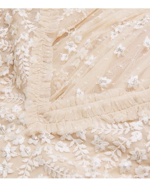 Needle & Thread Natural Cape-Detail Clover Maxi Dress