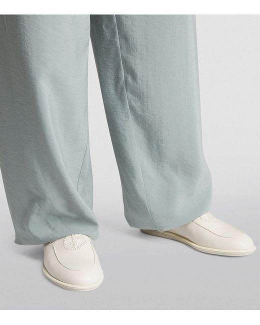Giorgio Armani White Leather Logo Loafers for men