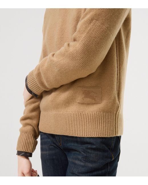 Burberry Natural Cashmere-Blend Embroidered-Ekd Sweater