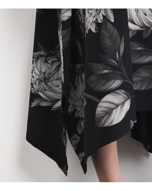 Eskandar Black Silk Floral Midi Dress