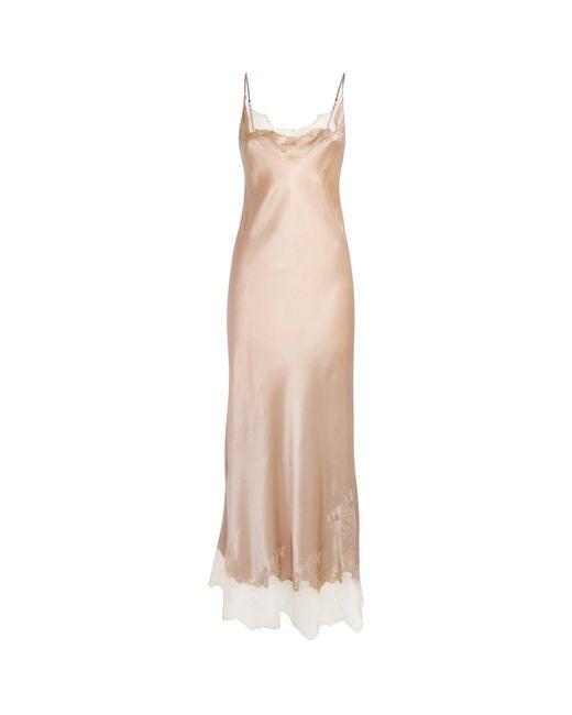 Carine Gilson Natural Silk-Lace Louise Slip Dress