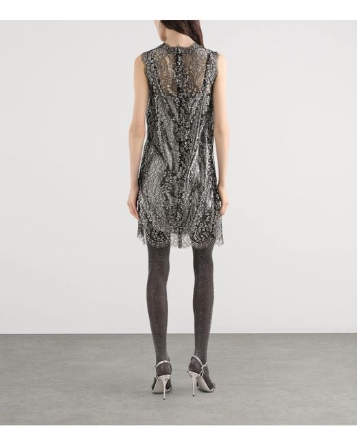 Dolce & Gabbana Gray Lamé Lace Mini Dress