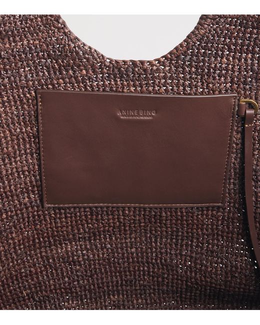 Anine Bing Brown Raffia Lili Tote Bag