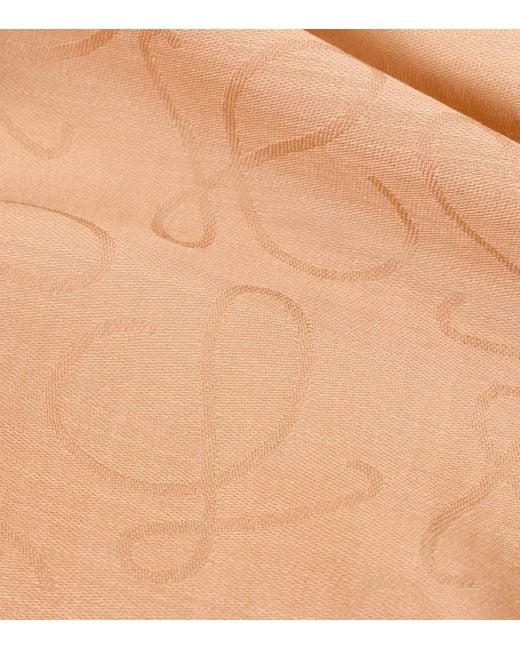 Loewe White Wool-Silk Anagram Scarf