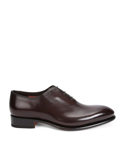 Santoni Brown Leather Carter Oxford Shoes for men