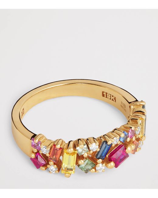Suzanne Kalan Metallic Diamond And Sapphire La Fantaisie Half-Band Ring