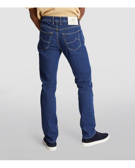 Jacob Cohen Blue White Diamond Bard Mid-wash Jeans for men