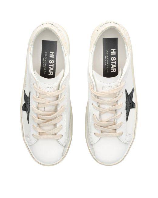 Golden Goose Deluxe Brand White Leather Hi Star Sneakers