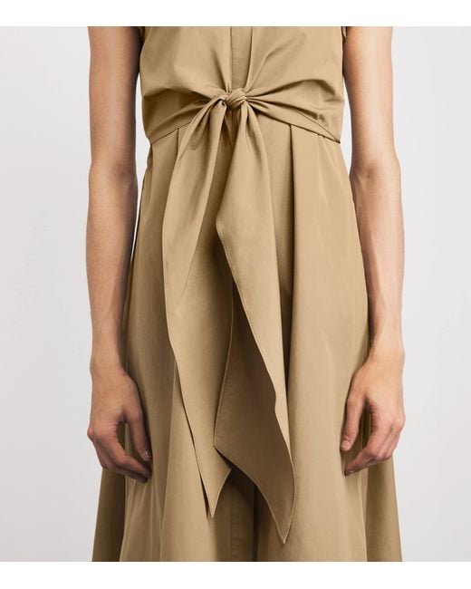 Lafayette 148 New York Natural Cotton Tie-Front Midi Shirt Dress