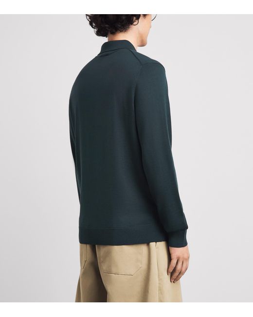 Paul Smith Blue Merino Wool Quarter-Zip Sweater for men
