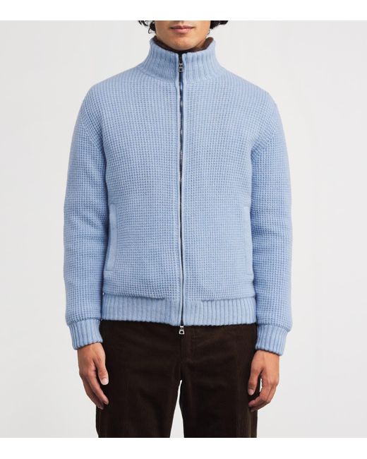 FIORONI CASHMERE Blue Cashmere-Mink Bomber Jacket for men
