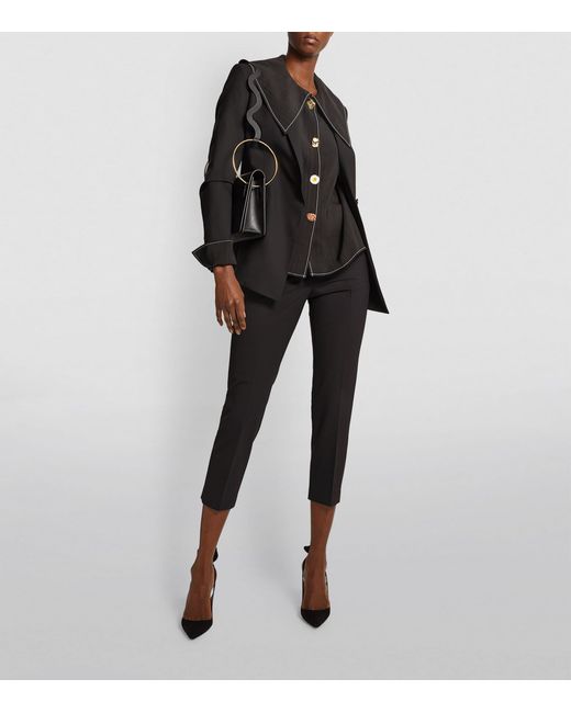 Theory Black Good Wool Cropped Treeca Trousers
