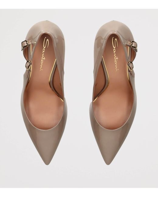 Santoni Pink Patent Leather Audrey Pumps 80