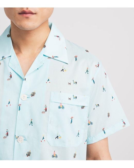 Derek Rose Blue Cotton Ledbury Pyjama Set for men
