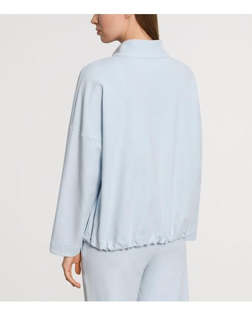 Hanro Blue Stretch-Cotton Natural Living Cardigan