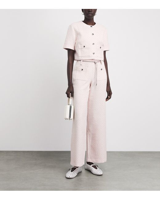 Maje Pink Tweed Cropped Jacket