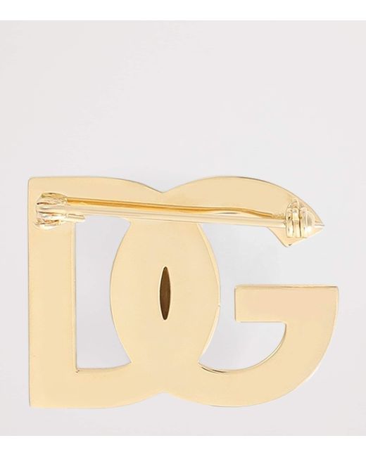 Dolce & Gabbana Metallic Embellished Logo Brooch