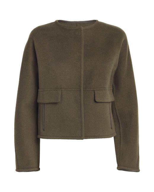 Yves Salomon Green Wool-Cashmere Structured Jacket