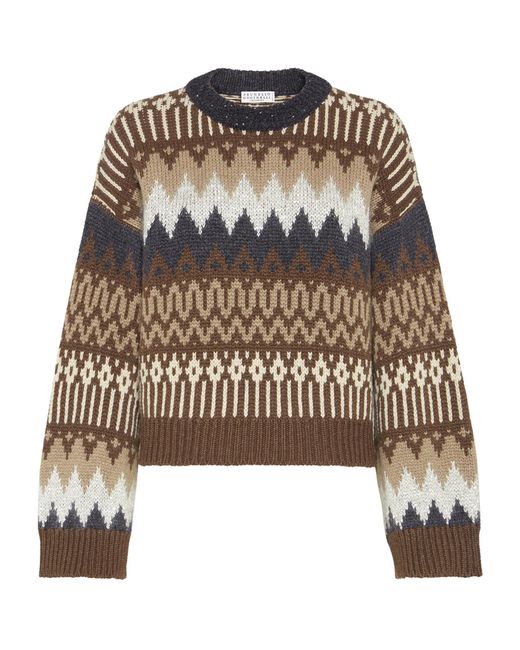 Brunello Cucinelli Brown Cashmere Dazzling Mountain Sweater