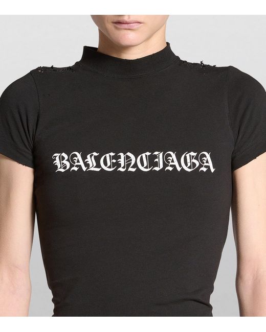Balenciaga Black Cropped Logo T-shirt