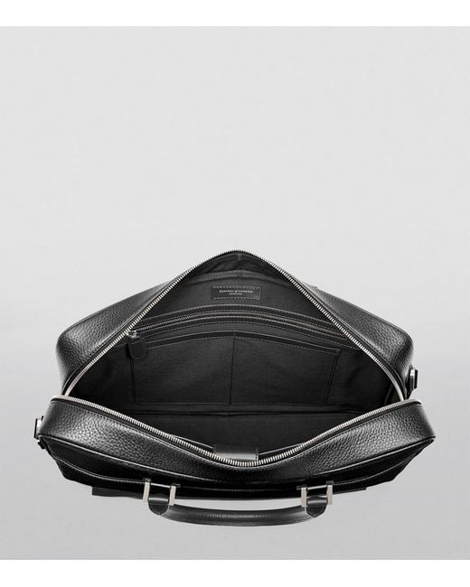 Aspinal Black Leather Mount Street Briefcase Bag for men