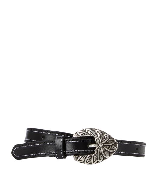 The Kooples Black Floral Engraved Buckle Belt