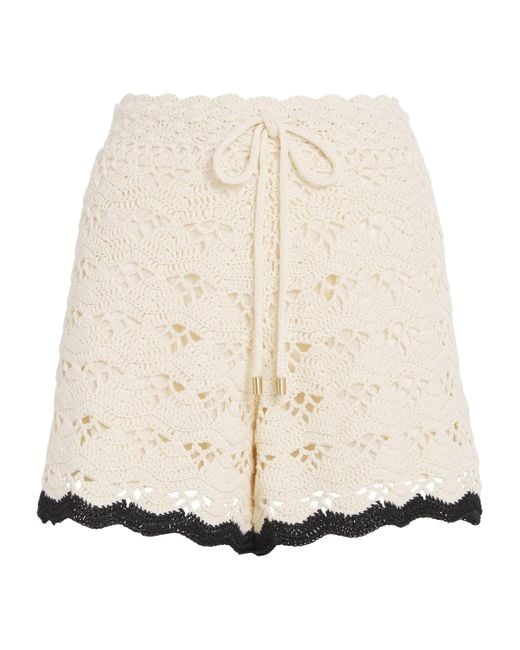 Zimmermann Women's Natural Cotton Rhiannon Crochet Shorts