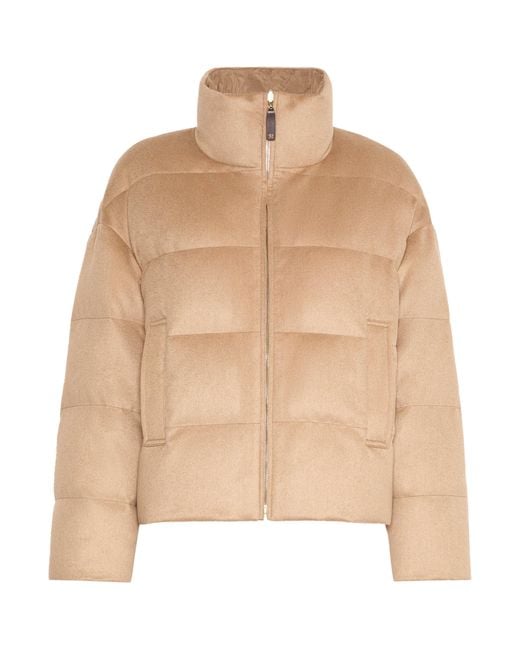 Max Mara Natural Camel Wool Down-Filled Jacket