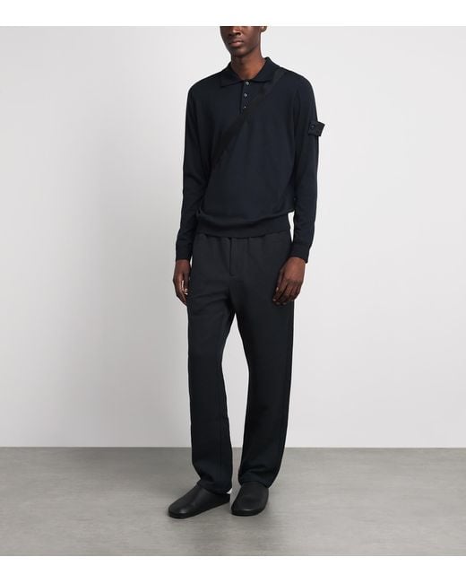 Stone Island Blue Virgin Wool Ghost Polo Sweater for men
