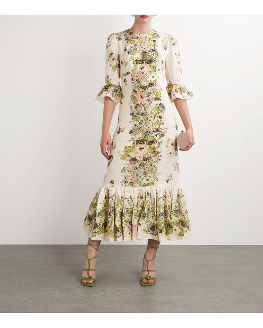 Zimmermann Metallic Linen Floral Halliday Dress
