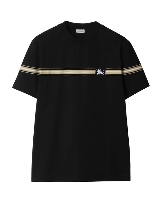 Burberry Black Cotton Striped T-shirt for men