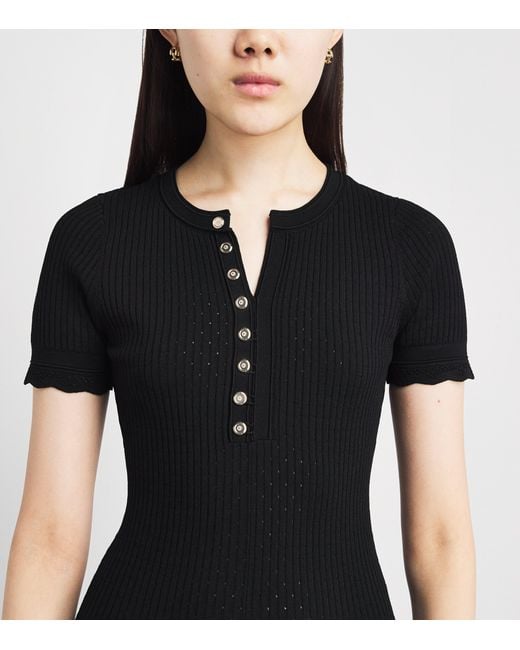 Sandro Black Knitted Midi Dress