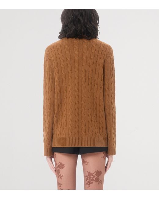 Valentino Brown Cashmere Cable-Knit Sweater