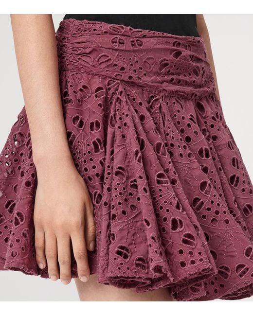 AllSaints Red Dotty Mini Skirt