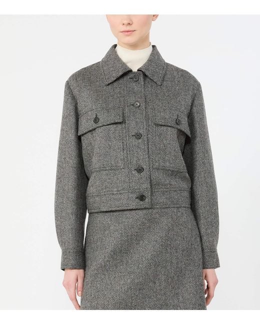 Weekend by Maxmara Gray Chevron Collared Jacket