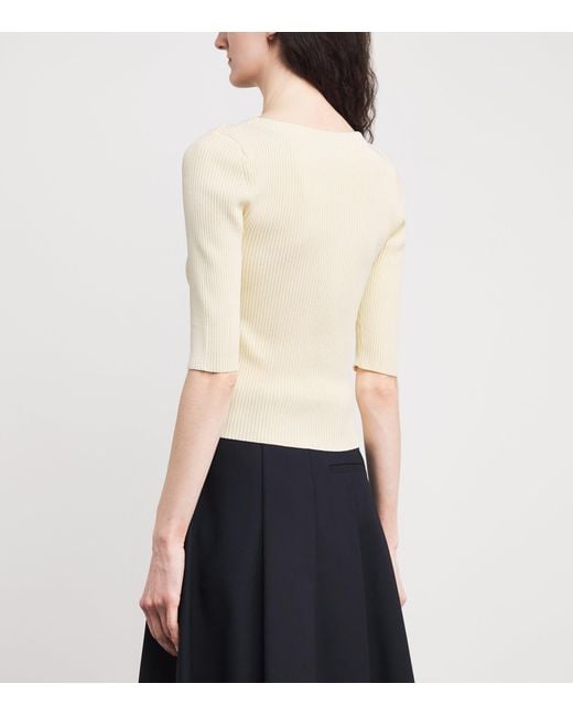 Claudie Pierlot Natural Knitted Button-Up Top