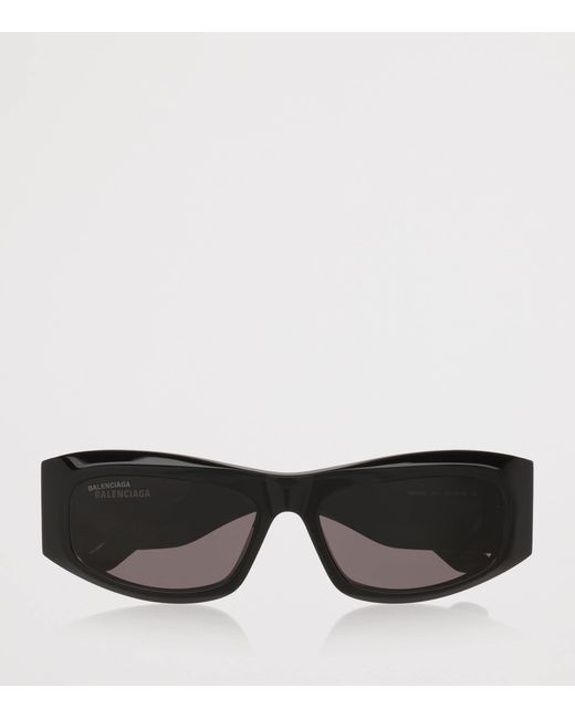 Balenciaga Gray Acetate Bb0395S Rectangular Sunglasses