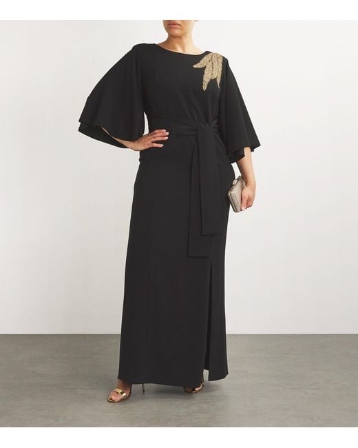 Marina Rinaldi Black Embroidered Cady Dress
