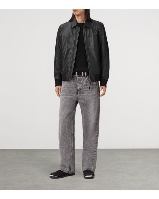 AllSaints Black Rashford Leather Jacket for men
