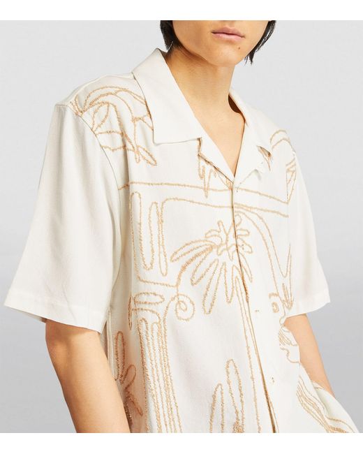 Commas White Short-sleeve Embroidered Shirt for men